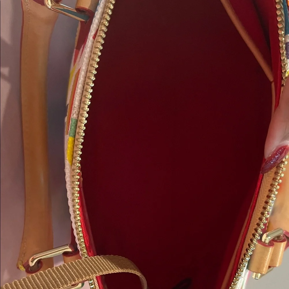 Dooney & Bourke Multicolor Logo Dome Satchel with Tan Handles - Picture 5 of 6